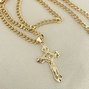 COPY - 18k Gold Filled Miami Link Cross Necklace
